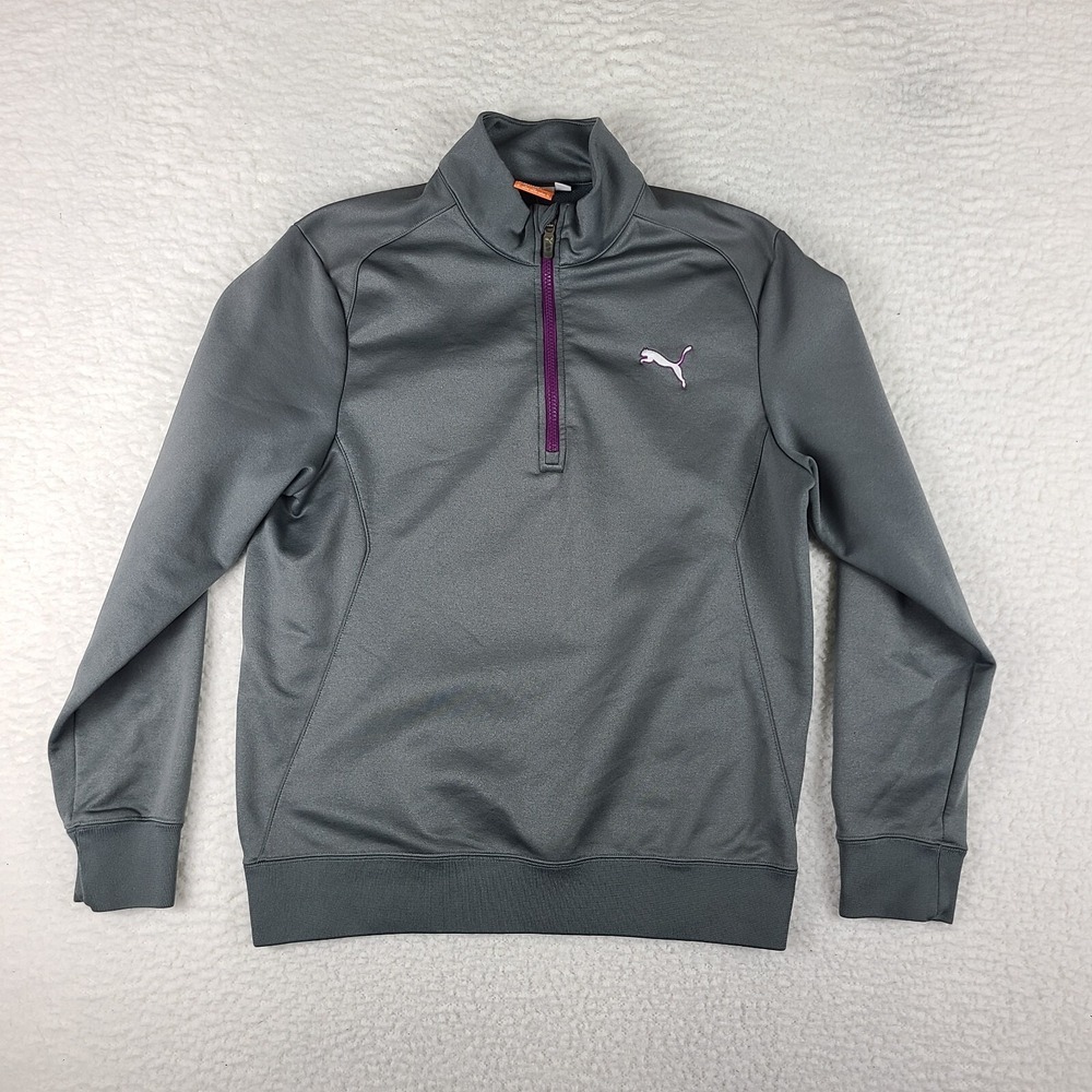 Puma Sweater Mens Medium‎ Gray Quarter Zip Performance Pull Over